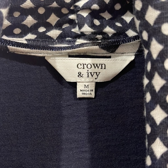 Navy and white geometric cardigan- size medium - Picture 2 of 4